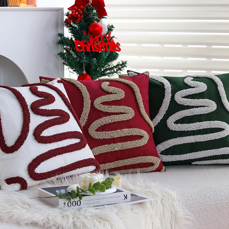 Square decorative pillow cover with hand-tufted loop relief and velvet look Stornfield
