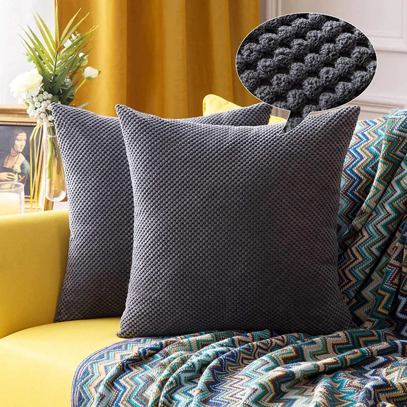 Square decorative cushion cover with hand-tufted pompon tufting and soft cotton blend Stornfield