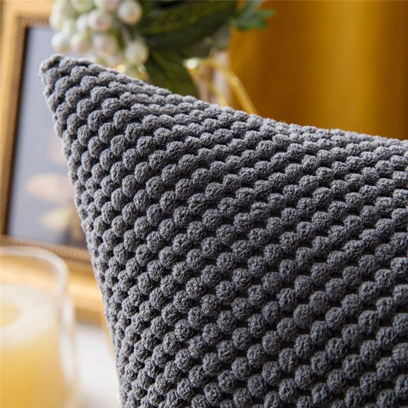 Square decorative cushion cover with hand-tufted pompon tufting and soft cotton blend Stornfield