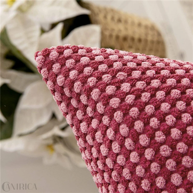 Square decorative cushion cover with hand-tufted pompon tufting and soft cotton blend Stornfield