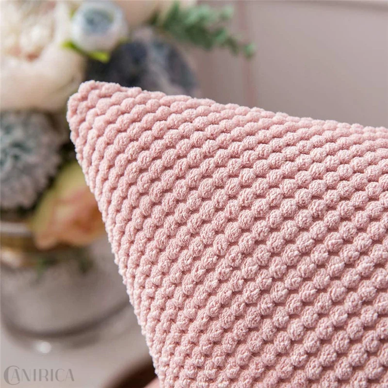 Square decorative cushion cover with hand-tufted pompon tufting and soft cotton blend Stornfield