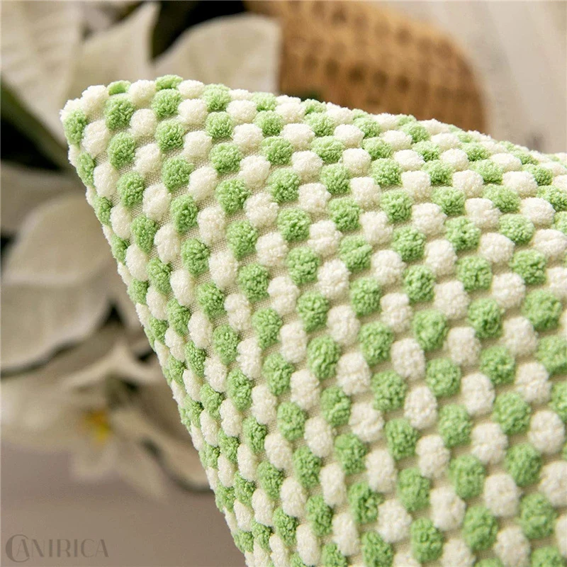 Square decorative cushion cover with hand-tufted pompon tufting and soft cotton blend Stornfield