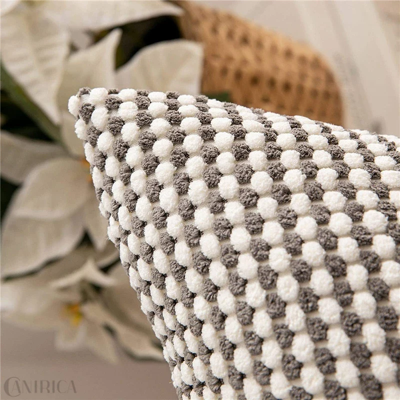 Square decorative cushion cover with hand-tufted pompon tufting and soft cotton blend Stornfield
