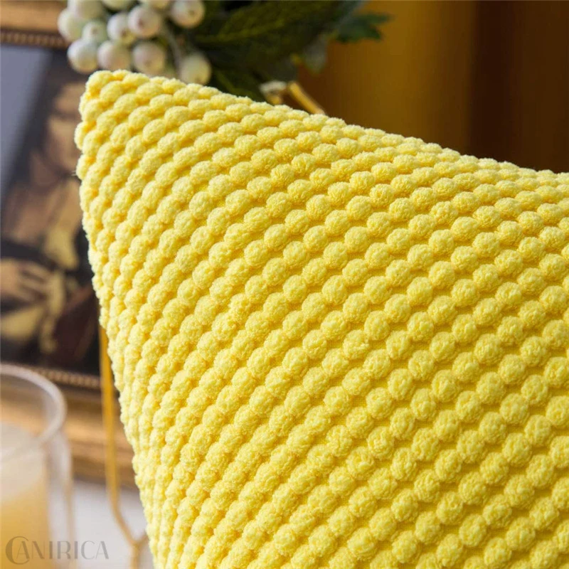 Square decorative cushion cover with hand-tufted pompon tufting and soft cotton blend Stornfield