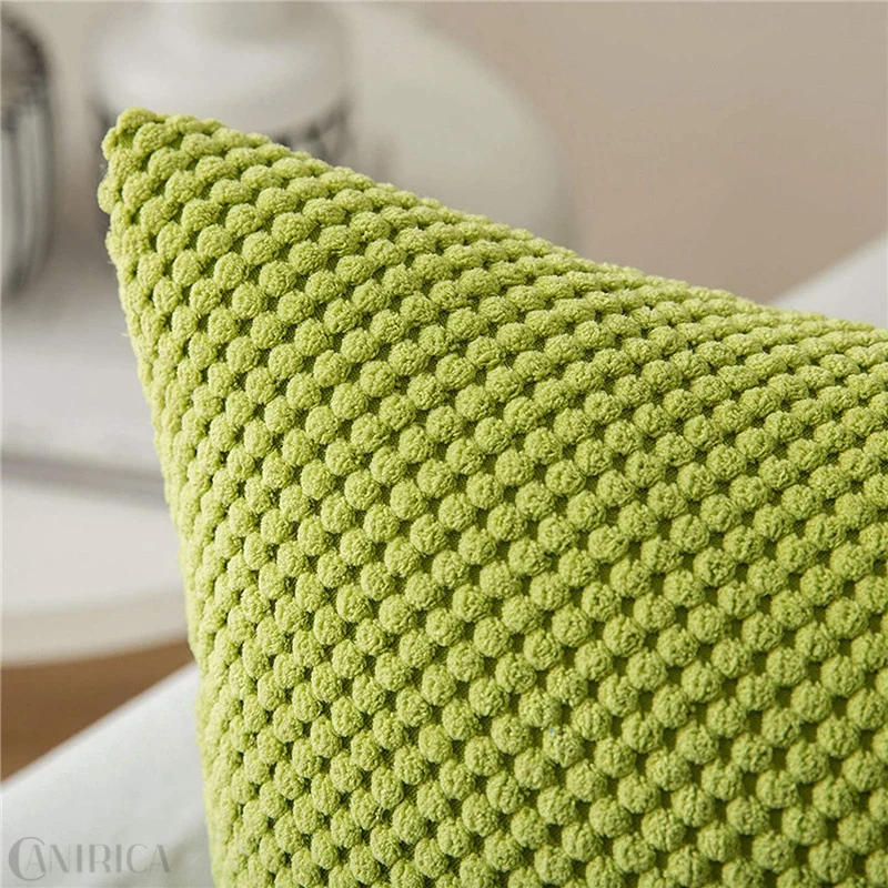 Square decorative cushion cover with hand-tufted pompon tufting and soft cotton blend Stornfield