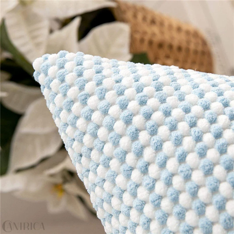Square decorative cushion cover with hand-tufted pompon tufting and soft cotton blend Stornfield
