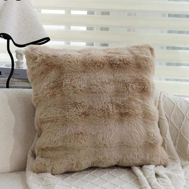 Square decorative pillow cover made of faux fur with raised honeycomb texture Stornfield