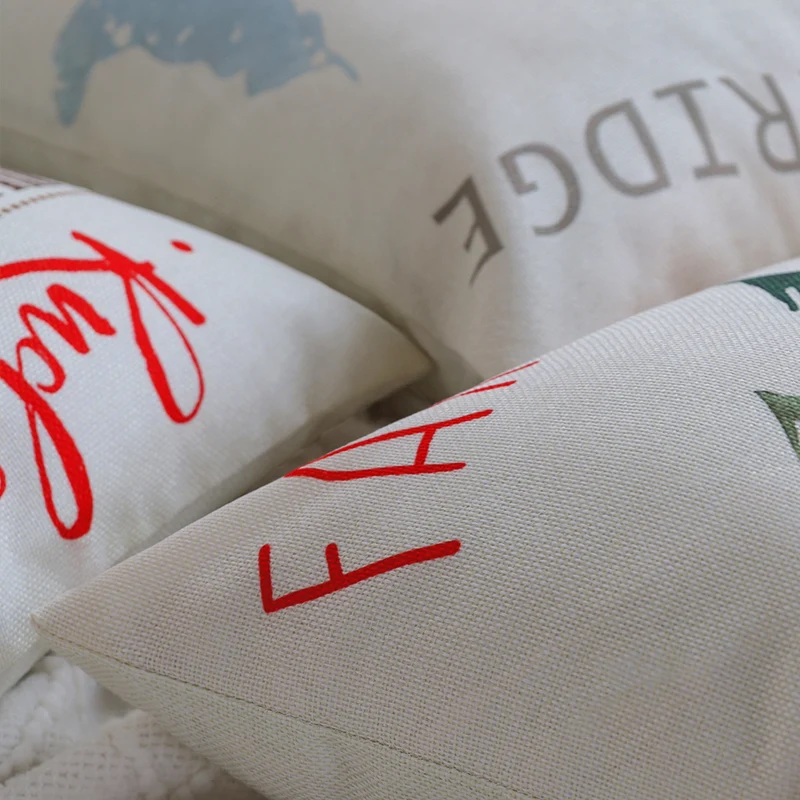 Square Christmas cushion cover with Rudolph print and cotton-linen look Stornfield