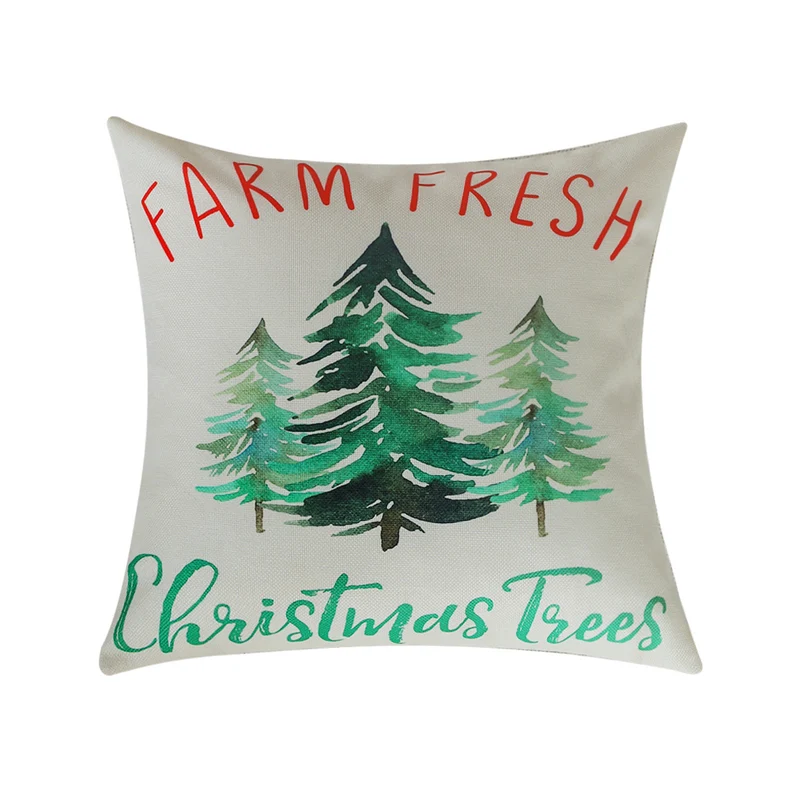 Square Christmas cushion cover with Rudolph print and cotton-linen look Stornfield