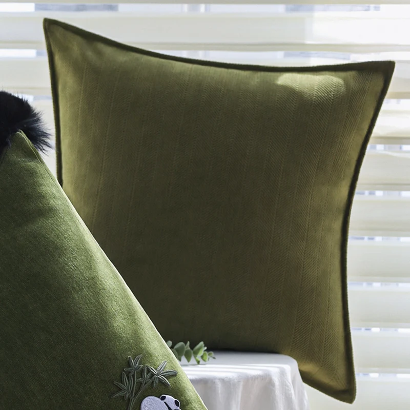 Square velvet cushion cover with fine herringbone texture and concealed zipper pass Stornfield