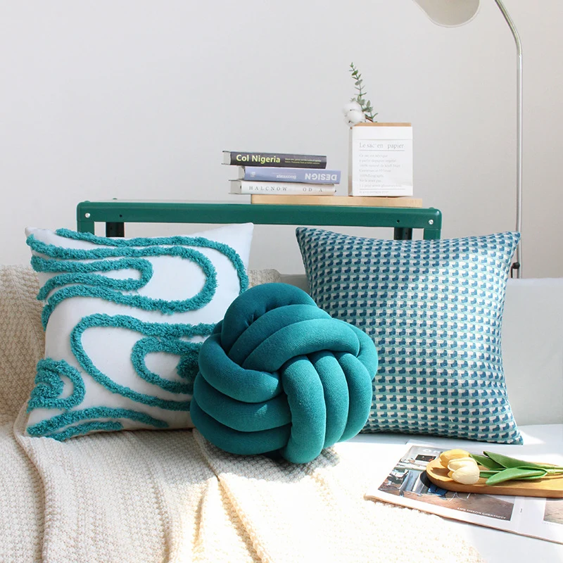 Square textured cushion cover with woven waffle relief and soft cotton blend Stornfield