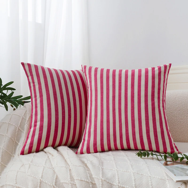 Square striped pillowcase made of cotton blend with fine twill and concealed zipper Stornfield