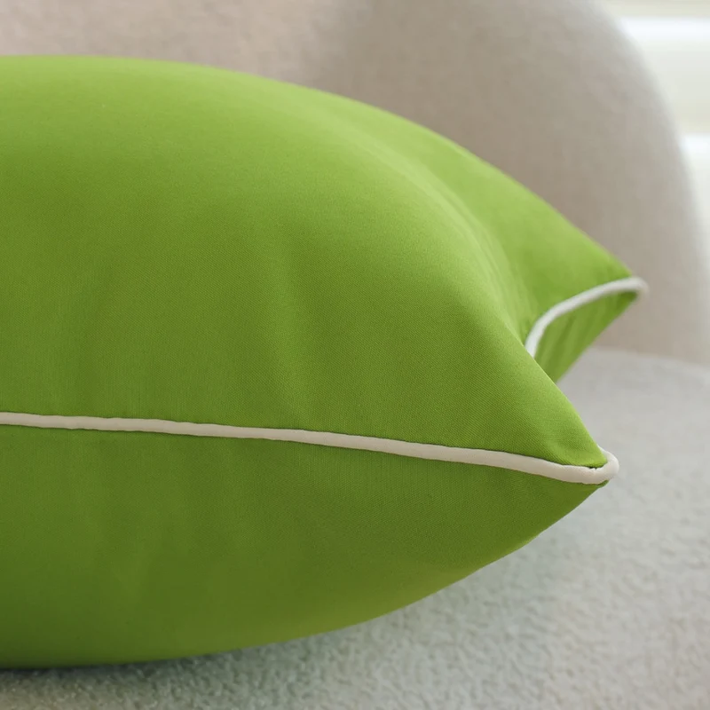 Square soft-touch cushion cover with contrasting piping and concealed zipper Stornfield