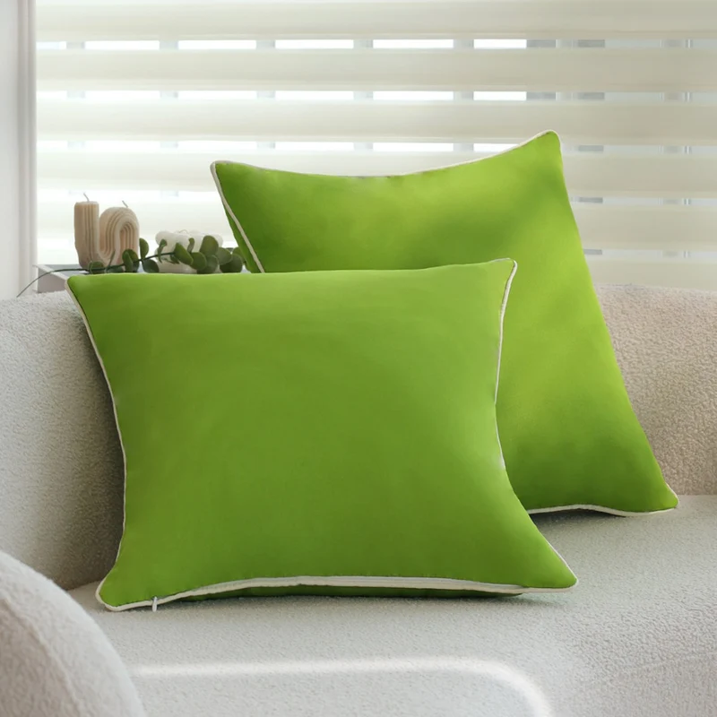 Square soft-touch cushion cover with contrasting piping and concealed zipper Stornfield