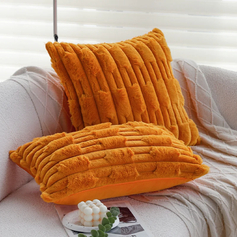Square soft teddy pillowcase with 3D ribbed plush texture and concealed zipper Stornfield