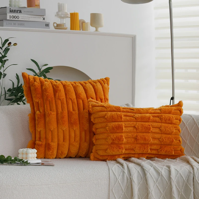 Square soft teddy pillowcase with 3D ribbed plush texture and concealed zipper Stornfield