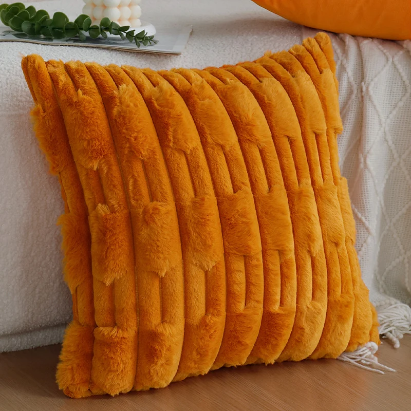 Square soft teddy pillowcase with 3D ribbed plush texture and concealed zipper Stornfield