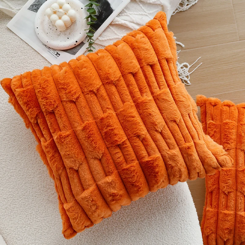 Square soft teddy pillowcase with 3D ribbed plush texture and concealed zipper Stornfield