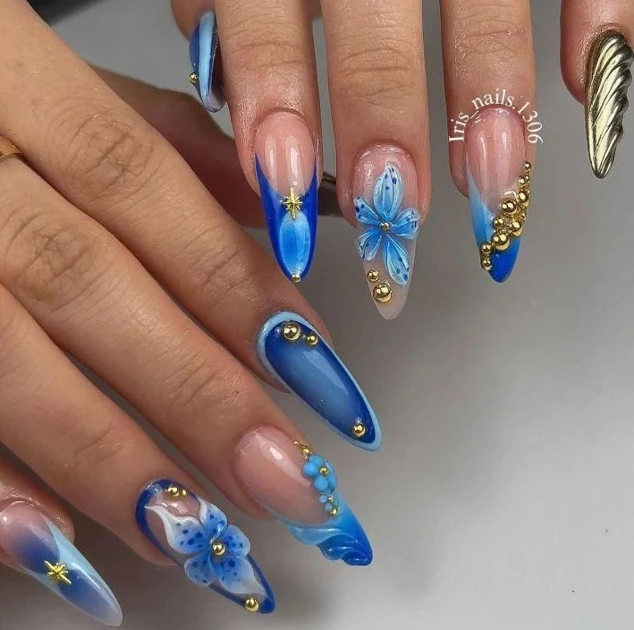 Artistic Flower and Gem Nail Enhancements Stornfield