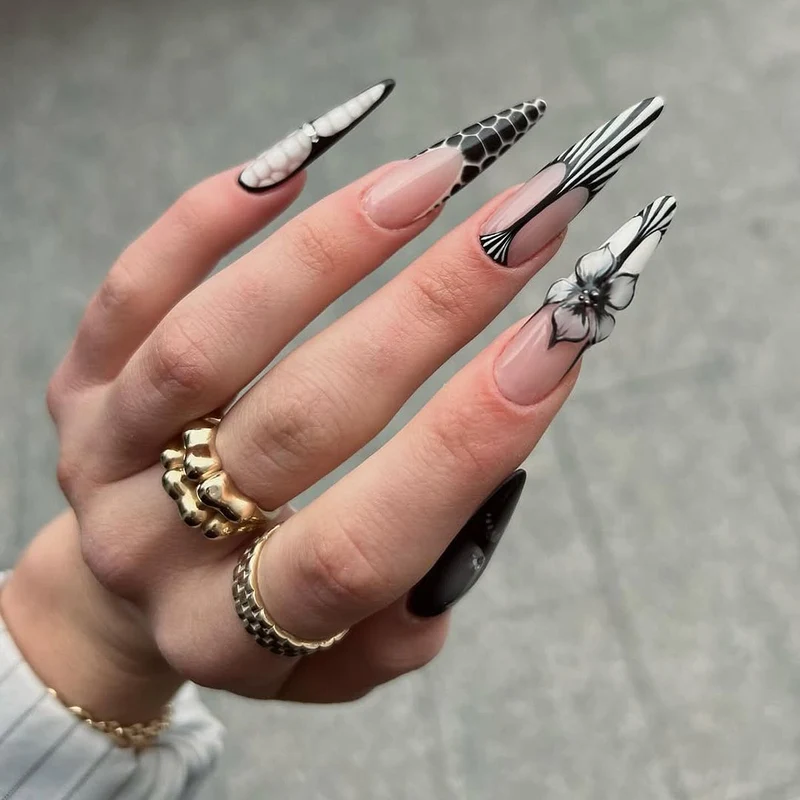 Artistic Floral Tip Nail Enhancements Stornfield