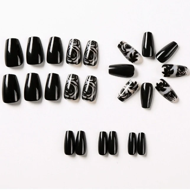 Artistic Floral Press-On Nail Art Enhancements Stornfield