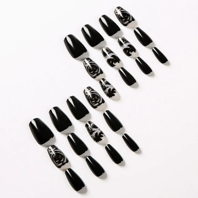 Artistic Floral Press-On Nail Art Enhancements Stornfield