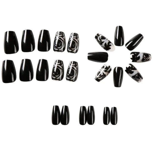 Artistic Floral Press-On Nail Art Enhancements Stornfield