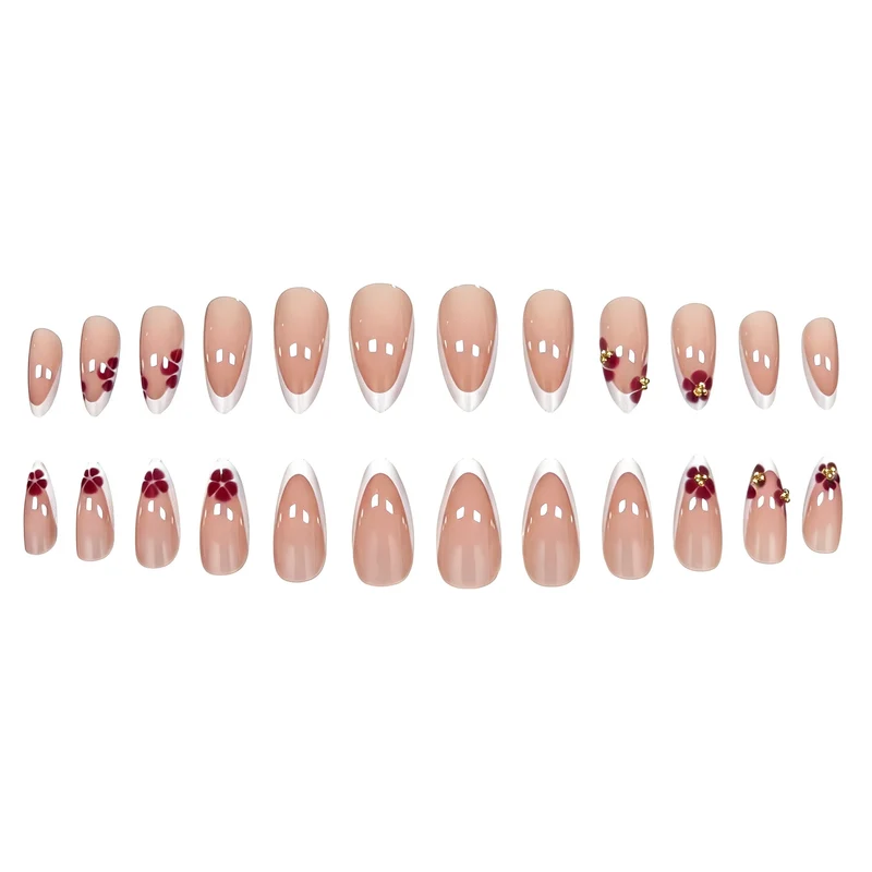 Artistic Floral French Tip Press-On Nails Stornfield