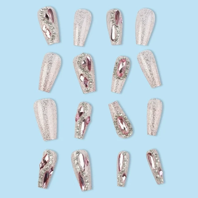 Artistic Crystal-Embellished Nail Enhancements Stornfield