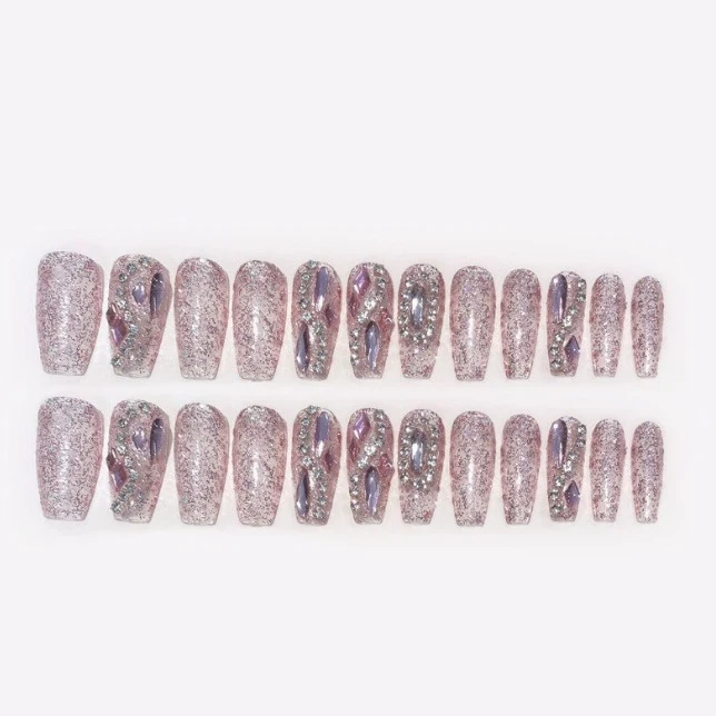 Artistic Crystal-Embellished Nail Enhancements Stornfield
