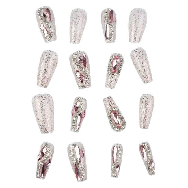 Artistic Crystal-Embellished Nail Enhancements Stornfield