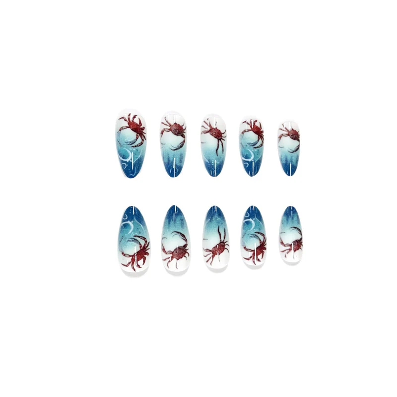 Artistic Crab-Themed Nail Art Enhancements Stornfield