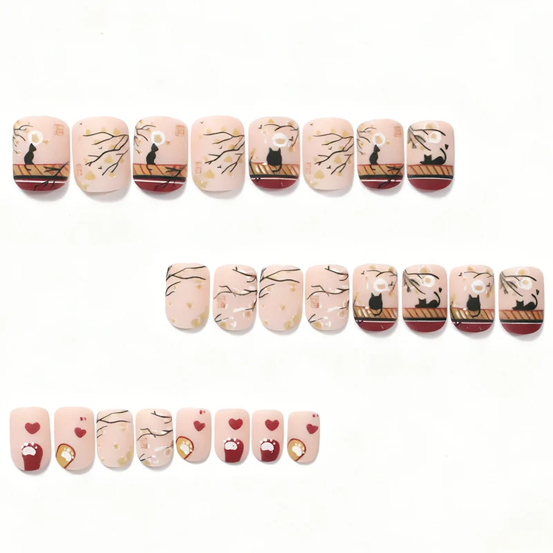 Artistic Cat-Themed Acrylic Nail Art Set Stornfield