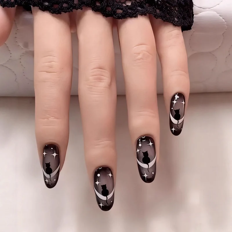 Artistic Cat-Inspired Nail Art Enhancements Stornfield