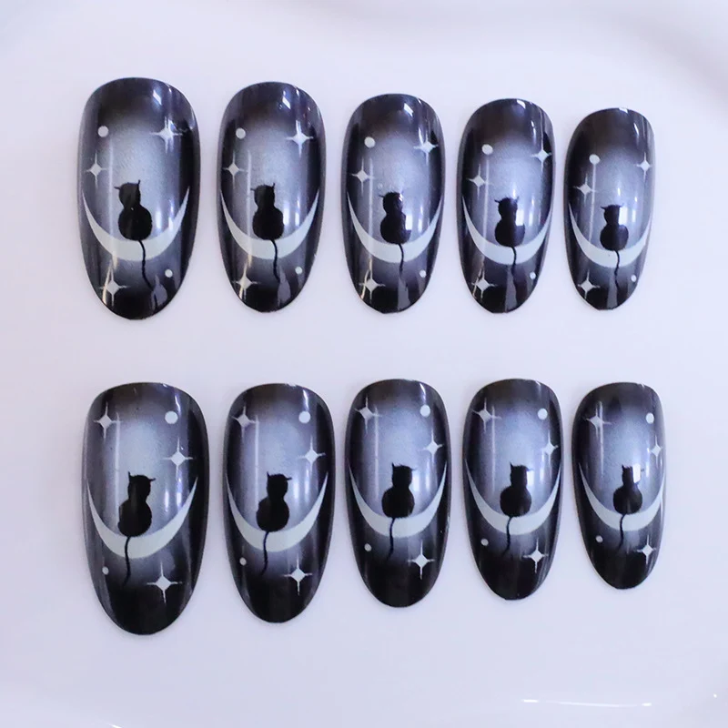 Artistic Cat-Inspired Nail Art Enhancements Stornfield