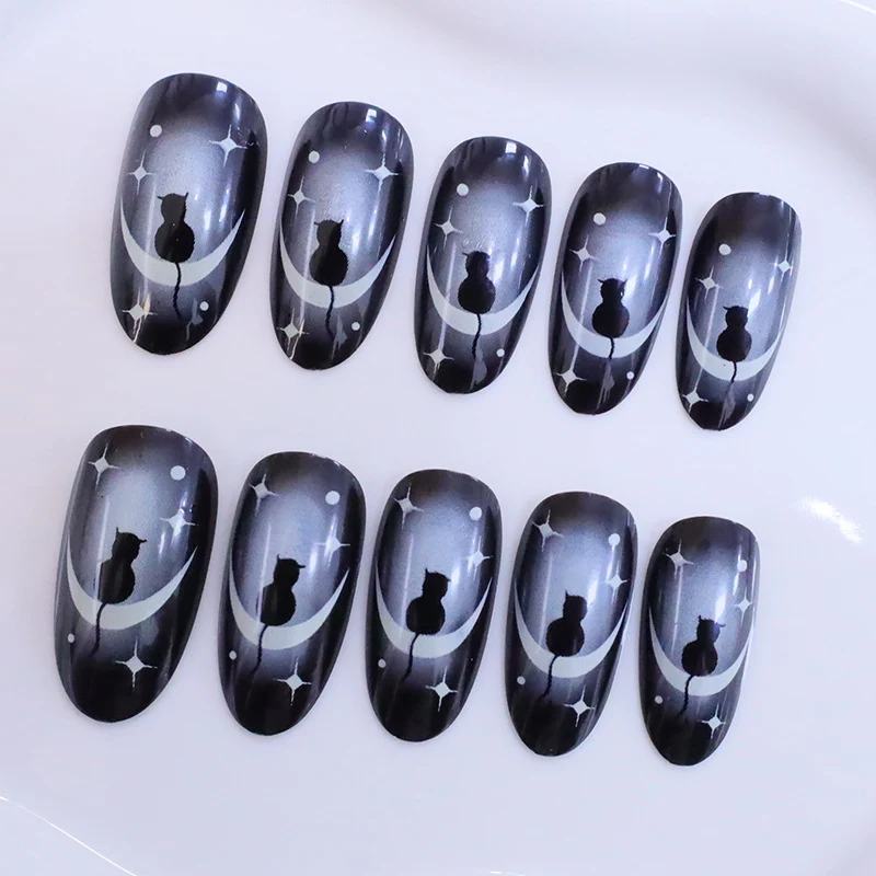 Artistic Cat-Inspired Nail Art Enhancements Stornfield
