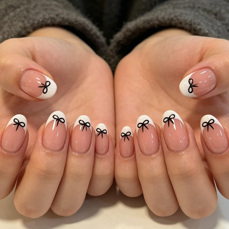 Artistic Bow-Embellished Nail Art Stornfield