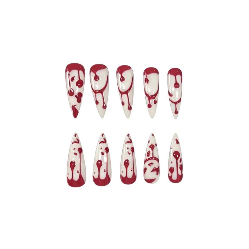 Artistic Blood Drip Nail Art Enhancements Stornfield