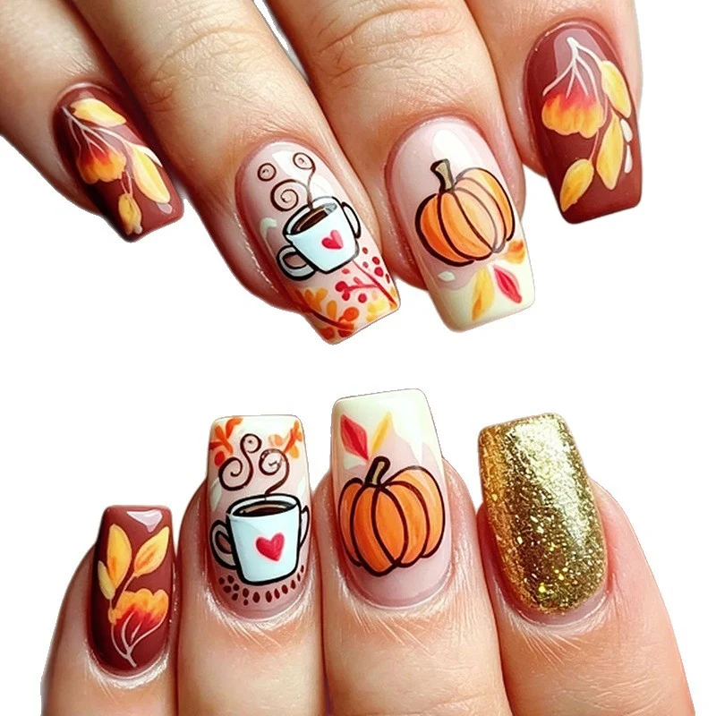 Artistic Autumn-Themed Nail Art Stornfield