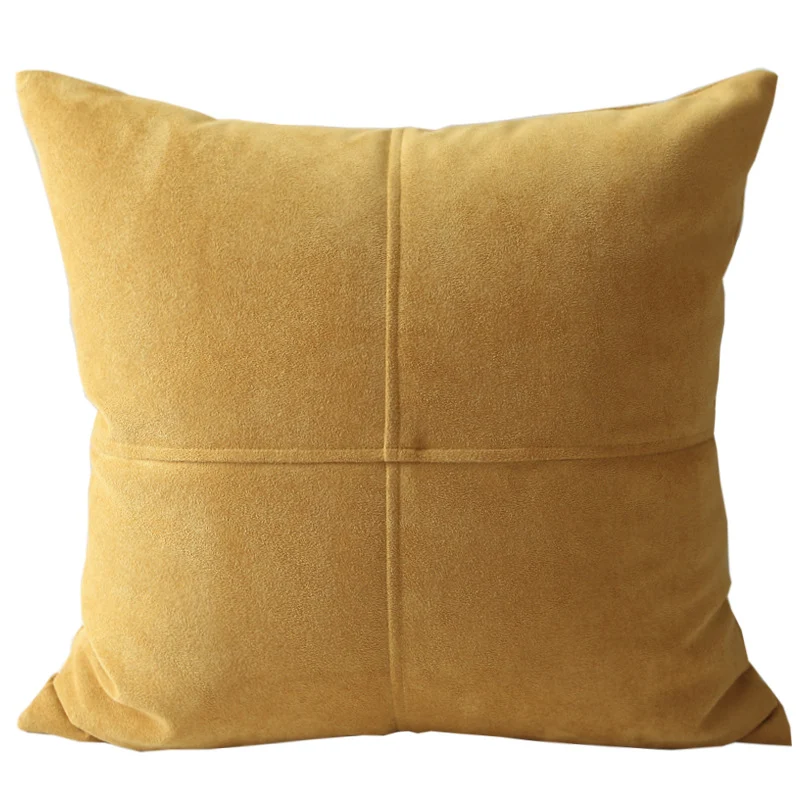 Square Decorative Pillowcase made of soft Microvelours with crisscross seam structure Stornfield