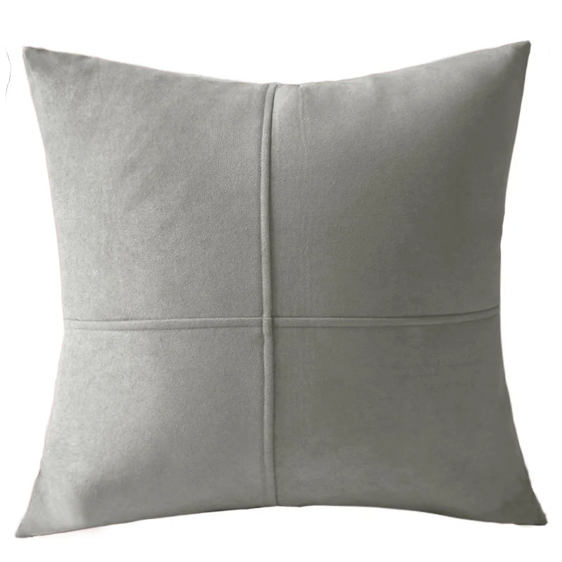 Square Decorative Pillowcase made of soft Microvelours with crisscross seam structure Stornfield