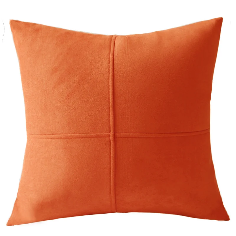 Square Decorative Pillowcase made of soft Microvelours with crisscross seam structure Stornfield