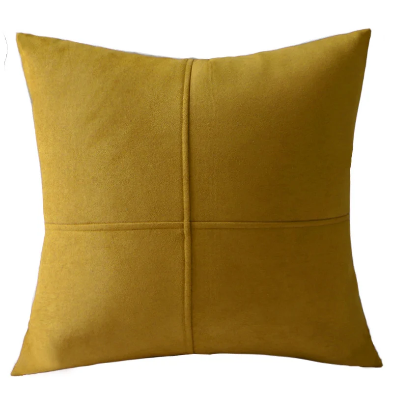 Square Decorative Pillowcase made of soft Microvelours with crisscross seam structure Stornfield