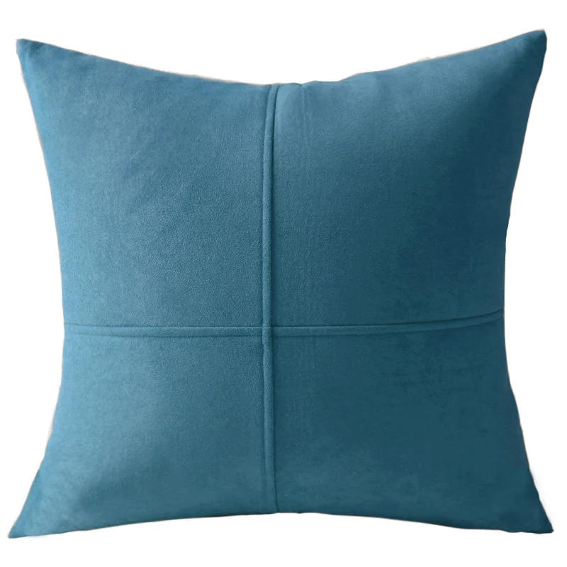 Square Decorative Pillowcase made of soft Microvelours with crisscross seam structure Stornfield