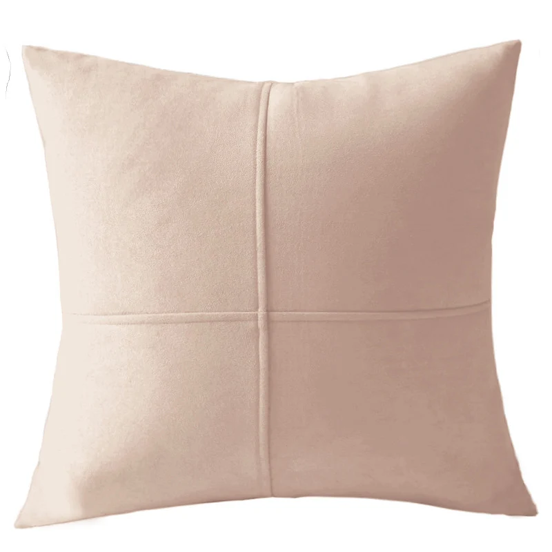 Square Decorative Pillowcase made of soft Microvelours with crisscross seam structure Stornfield