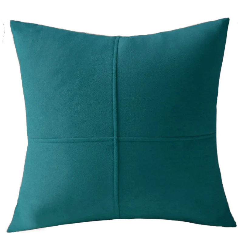 Square Decorative Pillowcase made of soft Microvelours with crisscross seam structure Stornfield