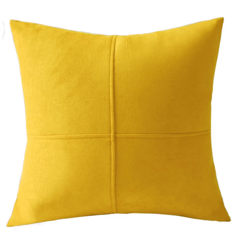 Square Decorative Pillowcase made of soft Microvelours with crisscross seam structure Stornfield