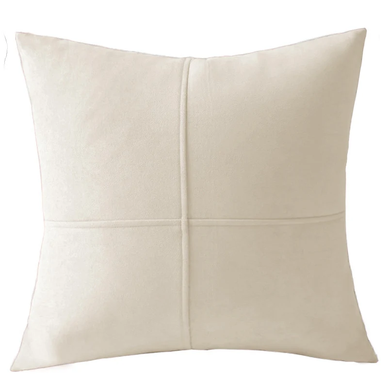 Square Decorative Pillowcase made of soft Microvelours with crisscross seam structure Stornfield