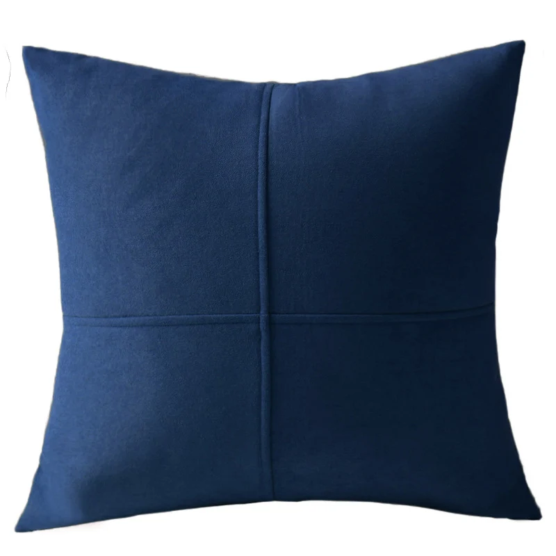 Square Decorative Pillowcase made of soft Microvelours with crisscross seam structure Stornfield