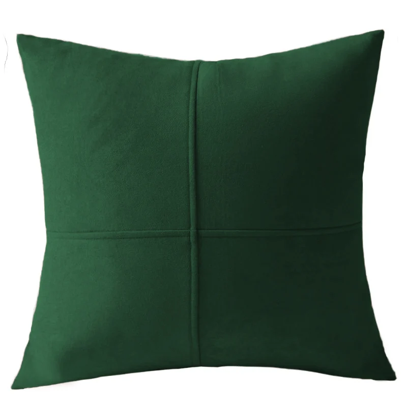 Square Decorative Pillowcase made of soft Microvelours with crisscross seam structure Stornfield